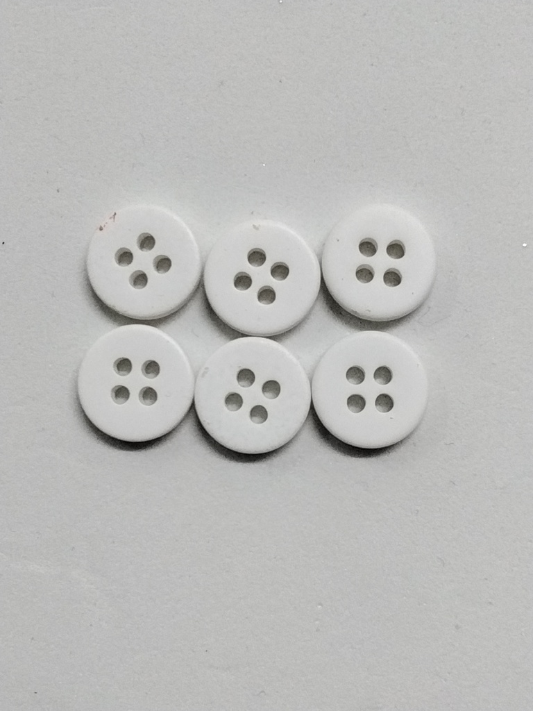 BOTÓN 11mm PAQ 6 PZS COLOR BLANCO