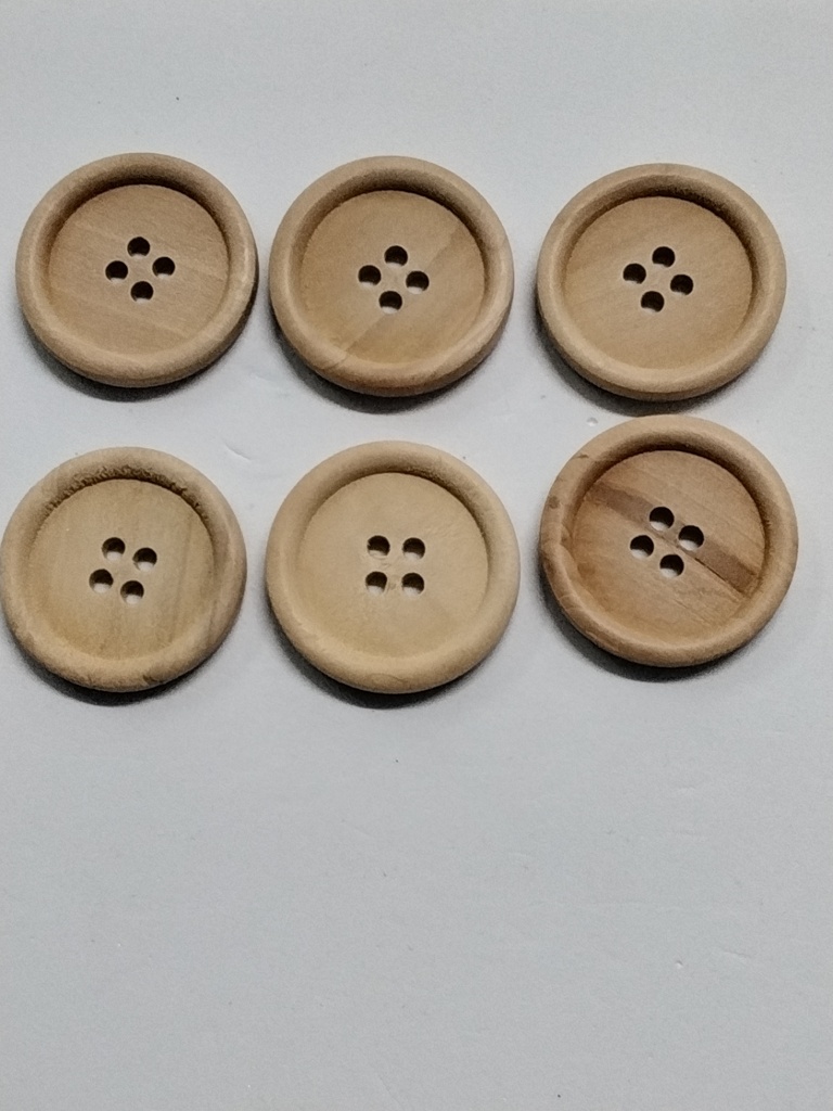 BOTÓN DE MADERA 3cm PAQ 6 PZS