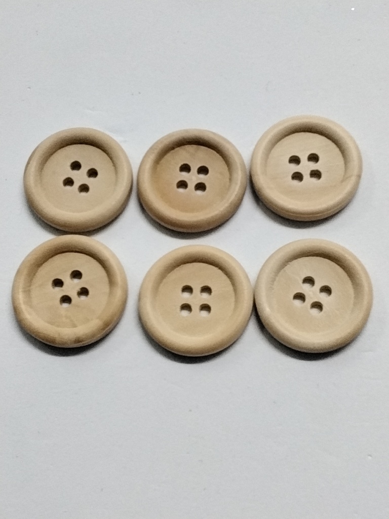 BOTÓN DE MADERA 2cm PAQ 6 PZS
