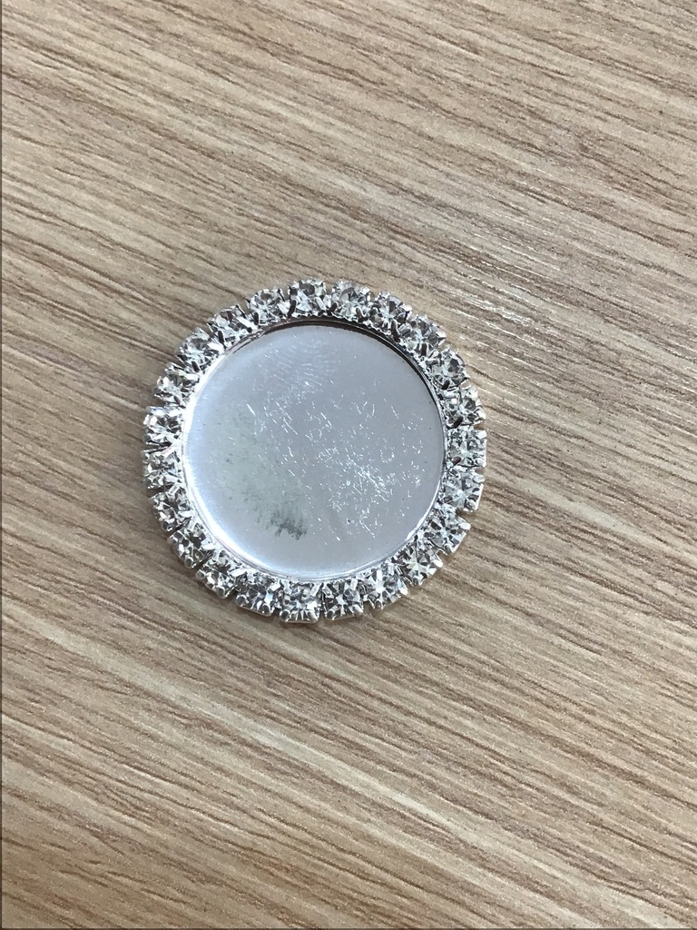 PLATILLOS PARA EPOXY DE METAL CON BORDE CRISTAL 25mm DIÁMETRO INTERNO COLOR PLATEADO