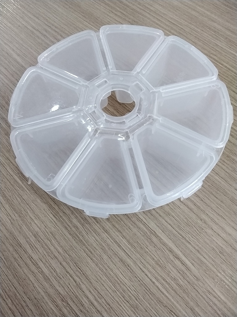 DISPENSADOR CIRCULAR PLÁSTICO PARA PERLAS, CRISTALES Ó CONFETI