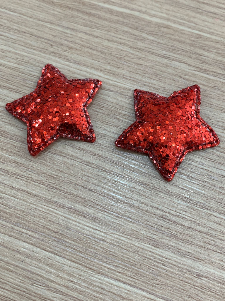 APLIQUES ACOLCHADO ESCARCHADO ESTRELLA PAQ 2 PZS 