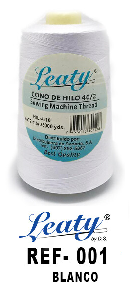 Hilo Leaty 100% poliéster 40/2 - Cono de 4572mts/5000yrd.