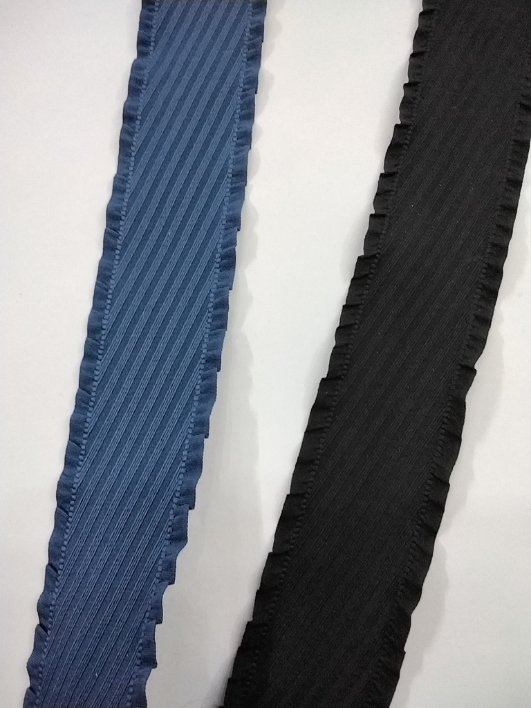 CINTA TEXTURA RAYAS DIAGONALES CON BORDE RUCHADO 1.5" 