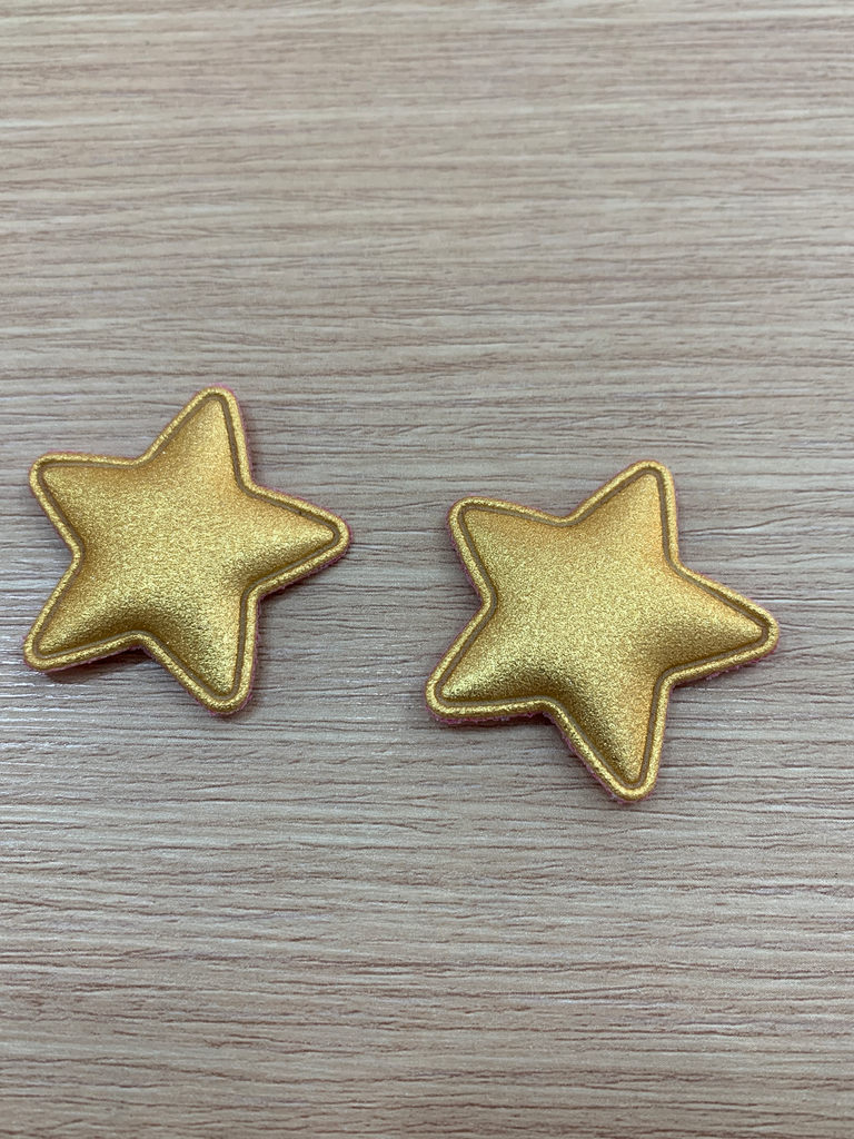 APLIQUES ESTRELLA 3.5 CM ACOLCHADOS METALIZADOS EL PAR 