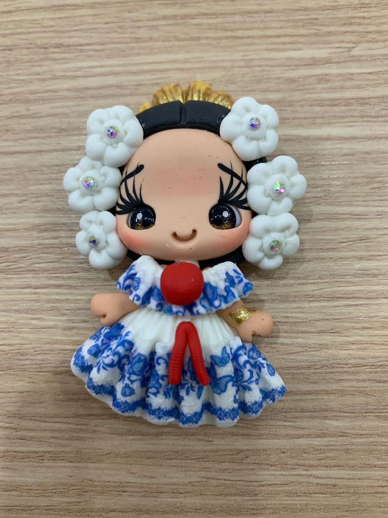 APLIQUES PORCELANA FRÍA TÍPICO POLLERA TRAJE DE GALA GRANDES
