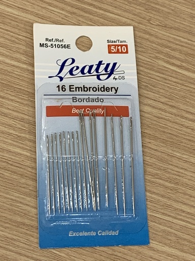 [MS-51056E] AGUJAS PARA BORDADO LEATY PAQ 16 PZS SIZE 5/10