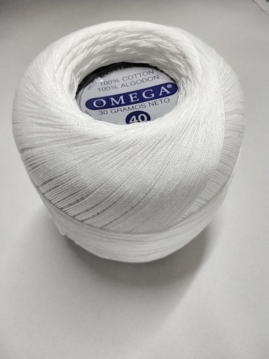 [HICRMOM-BL] HILO CROCHET MERCERIZADRO OMEGA 100%ALGODÓN BOLAS DE 30GR COLOR BLANCO