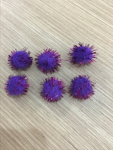 [PMCC-AZ] POMPONES  CIRCULARES CON CONFETI PAQ 6 PZS COLOR MORADO