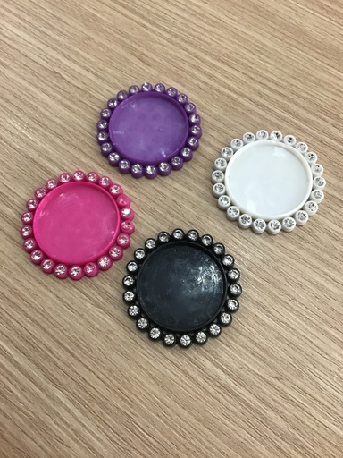PLATILLOS PARA EPOXY PLÁSTICOS CON BORDE CRISTAL 1"INTERNO (2.5 cm) COLOR SURTIDOS