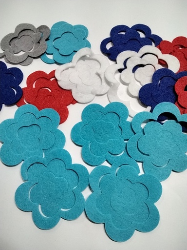 CORTES PARA FLORES DE FIELTRO GRANDES PAQ 5 PZS COLORES SURTIDOS 