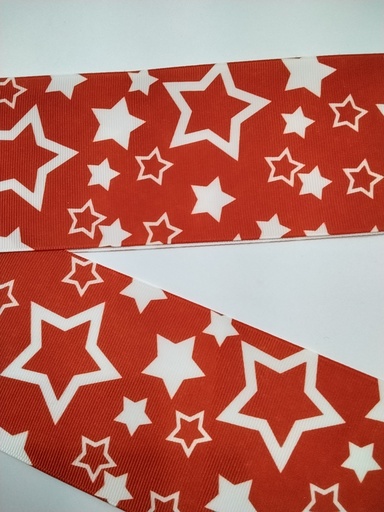 CINTA  ESTAMPADA 3" ESTRELLAS FONDO ROJO