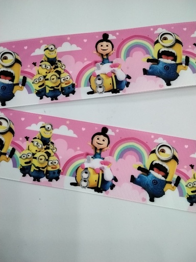 CINTA  ESTAMPADA 2"  MINIONS COLOR ROSADO 