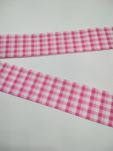 CINTA  ESTAMPADA 1.5" MODELO CUADROS ROSADO