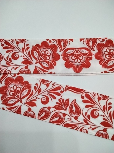 CINTA  ESTAMPADA 1.5" TÍPICO FLORES COLOR ROJO