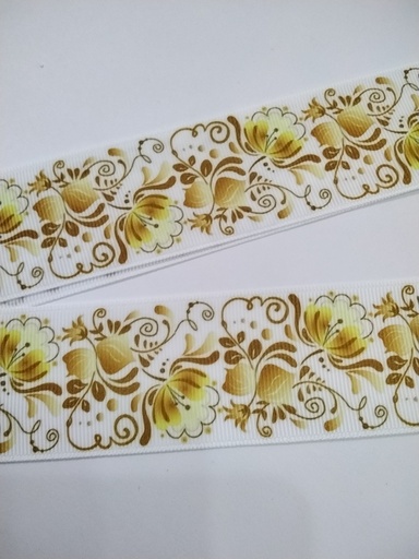 CINTA  ESTAMPADA 1.5" TÍPICO FLORES COLOR AMARILLO