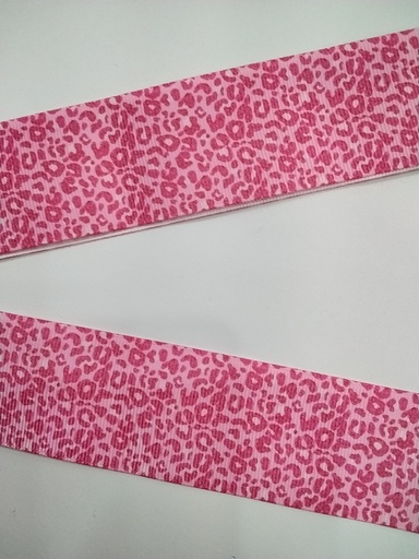 CINTA  ESTAMPADA 1.5" MODELO ANIMAL PRINT CON ROSADO
