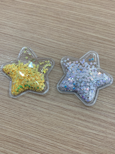 APLIQUES ESTRELLA PLÁSTICO ACOLCHADO CON CONFETI 