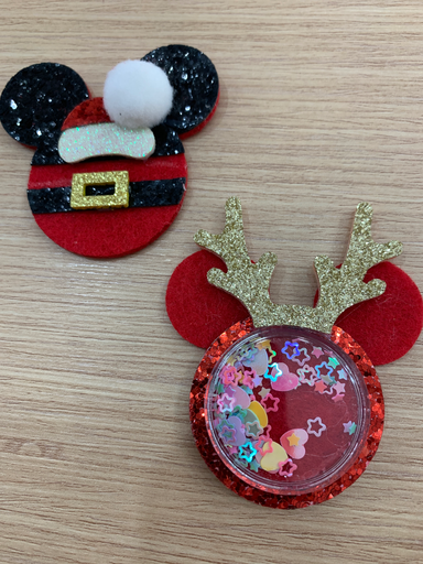 APLIQUE NAVIDAD DE FIELTRO Y CUERINA CARA MICKEY 
