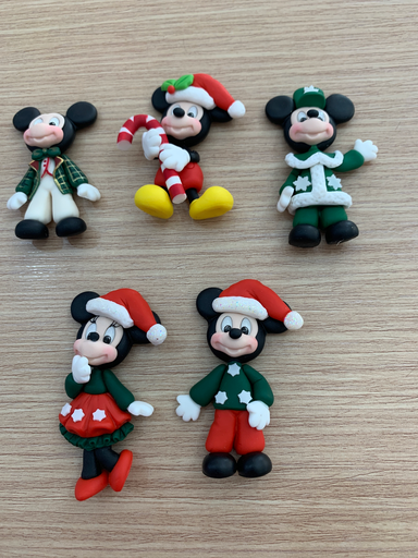 APLIQUES NAVIDAD PORCELANA FRÍA MICKEY Y MINNIE MOUSE 