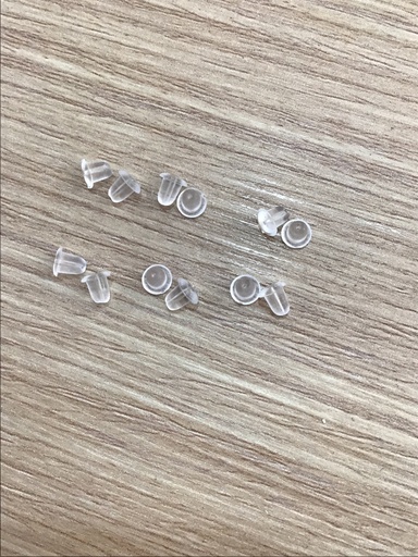 TAPAS DE GOMA TRANSPARENTES PARA ARETES PAQ DE 6 PARES