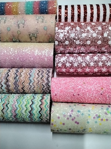 CUERINAS ESCARCHADAS CON DISEÑOS 