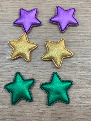 APLIQUES ESTRELLA 3.5 CM ACOLCHADOS METALIZADOS EL PAR 