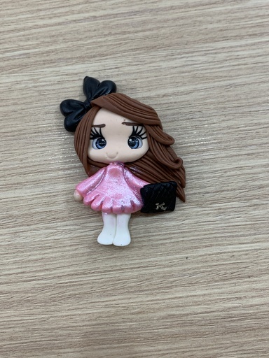 APLIQUE PORCELANA FRÍA NIÑA GALA CON CARTERA NEGRA