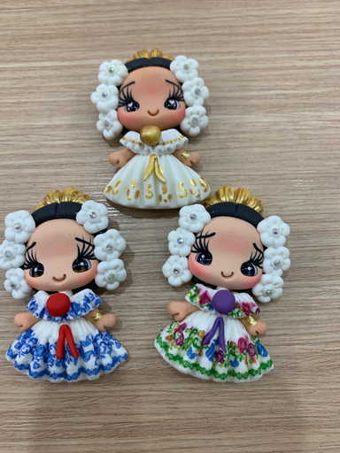 APLIQUES PORCELANA FRÍA TÍPICO POLLERA TRAJE DE GALA GRANDES