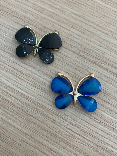 APLIQUES DE CRISTAL Y METAL 3cm  MARIPOSA 