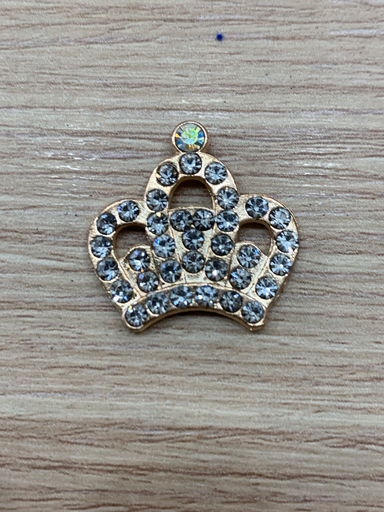 [APCMCODO] APLIQUE DE CRISTAL Y METAL CORONA BASE DORADA CON CRISTALES PLATEADOS 
