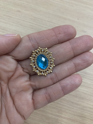 APLIQUE DE CRISTAL PIEDRA OVALADA CON BORDE DORADO