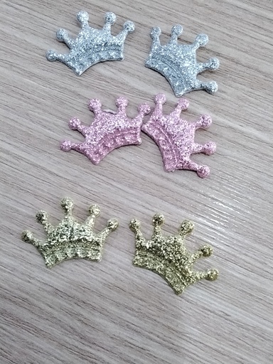 MINI CORONITA 1.7cm PAQ 6 PZS COLOR DORADO ROSADO Y PLATEADO