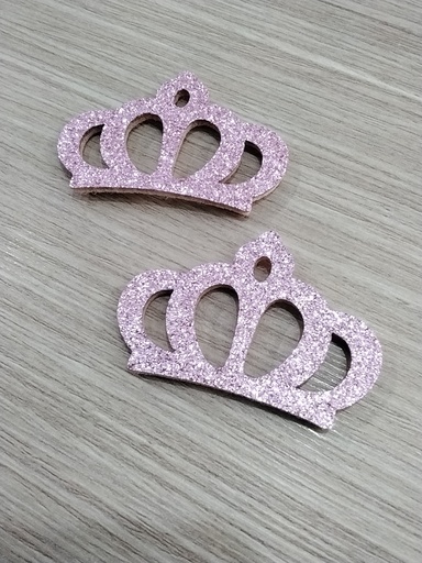 MINI CORONITAS ESCARCHADA 5cm MEDIANAS PAQ 2 PZS COLOR ROSADO